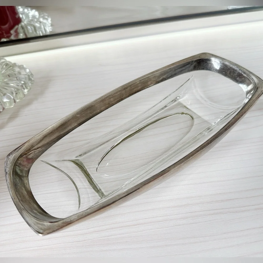 MCM vintage chrome dish